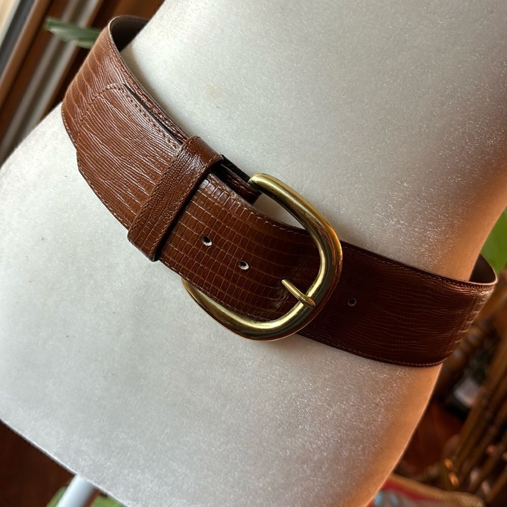 Eddie Bauer Embossed Iguana Grain Steerhide Belt - M